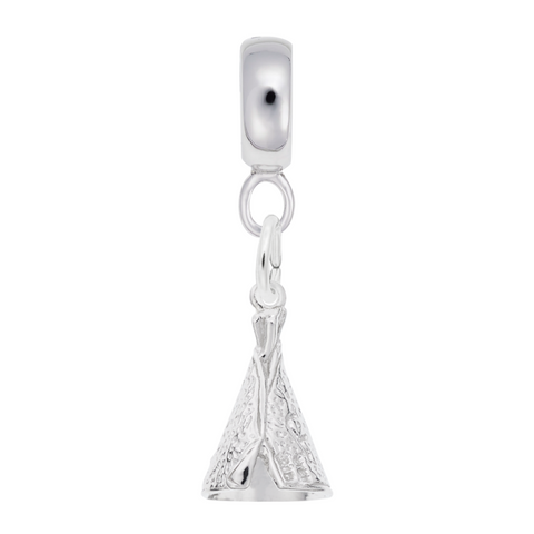 Tee Pee Charm Dangle Bead In Sterling Silver