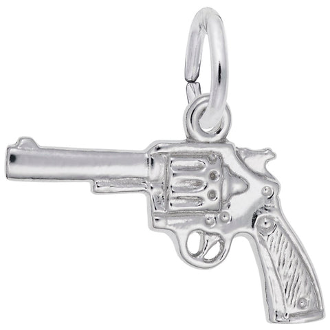 Gun Charm In 14K White Gold