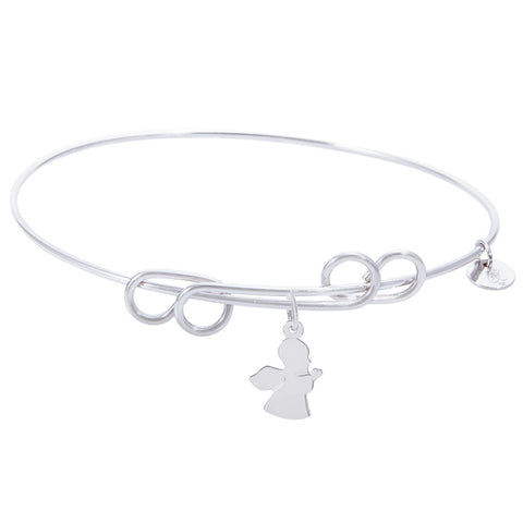 Sterling Silver Carefree Bangle Bracelet With Angel Charm