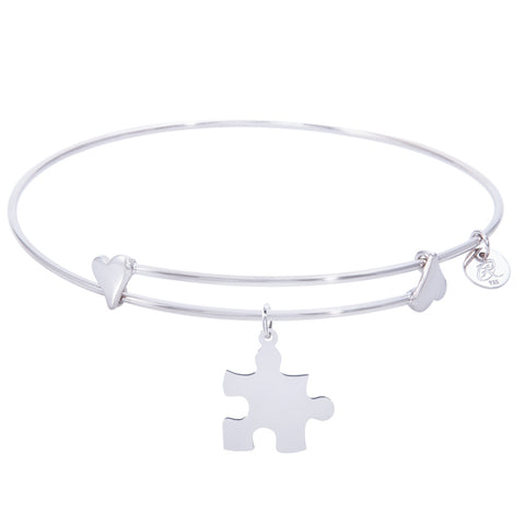 Sterling Silver Sweet Bangle Bracelet With Puzzle Piece Charm