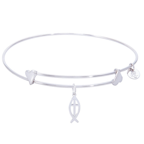 Sterling Silver Sweet Bangle Bracelet With Ichthus Charm