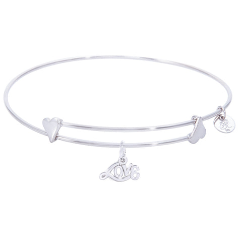 Sterling Silver Sweet Bangle Bracelet With Love Charm