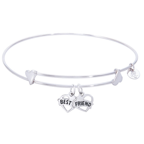 Sterling Silver Sweet Bangle Bracelet With Best Friends Charm