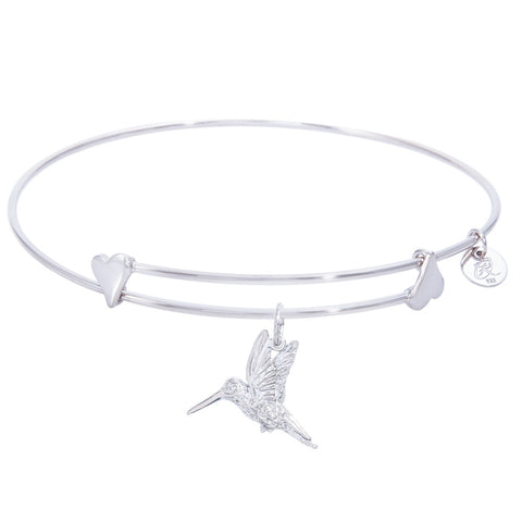 Sterling Silver Sweet Bangle Bracelet With Hummingbird Charm