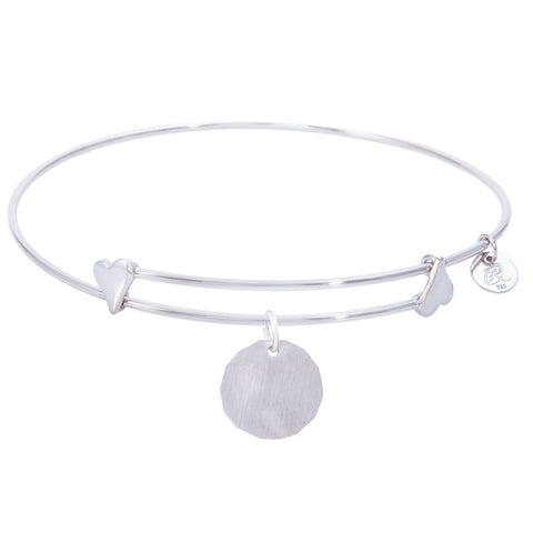 Sterling Silver Sweet Bangle Bracelet With Plain Charm Tag Charm