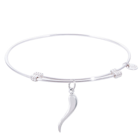 Sterling Silver Tranquil Bangle Bracelet With Italian Horn Charm