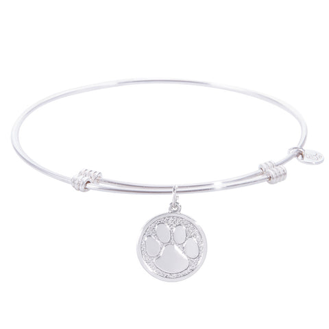 Sterling Silver Tranquil Bangle Bracelet With Pawprint Charm