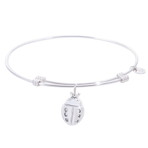 Sterling Silver Tranquil Bangle Bracelet With Ladybug Charm