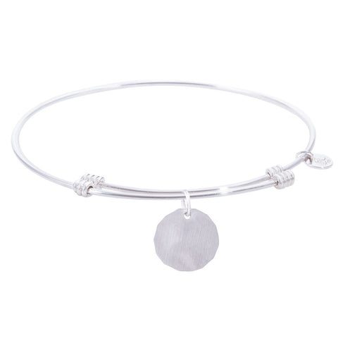 Sterling Silver Tranquil Bangle Bracelet With Plain Charm Tag Charm