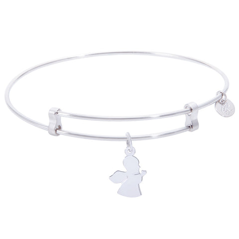 Sterling Silver Confident Bangle Bracelet With Angel Charm
