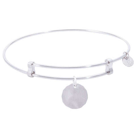 Sterling Silver Confident Bangle Bracelet With Plain Charm Tag Charm