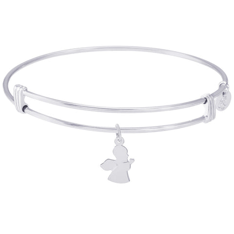 Sterling Silver Noble Bangle Bracelet Angel Charm