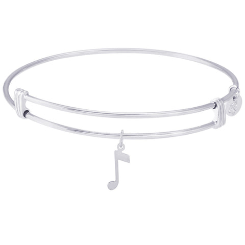 Sterling Silver Noble Bangle Bracelet Music Note Charm