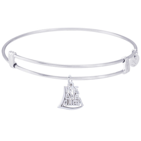 Sterling Silver Noble Bangle Bracelet Live,Love,Laugh Charm