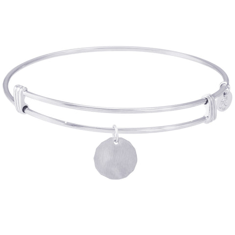 Sterling Silver Noble Bangle Bracelet Plain Charm Tag Charm