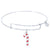 Sterling Silver Pure Bangle Bracelet With Candy Cane W/Color Charm
