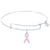 Sterling Silver Pure Bangle Bracelet With Breast Cancer Ribbon Charm