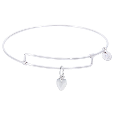 Sterling Silver Pure Bangle Bracelet With Heart Charm