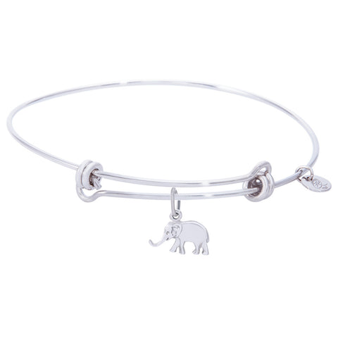Sterling Silver Balanced Bangle Bracelet With Elephant Charm
