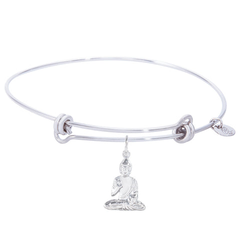 Sterling Silver Balanced Bangle Bracelet With Buddha Charm