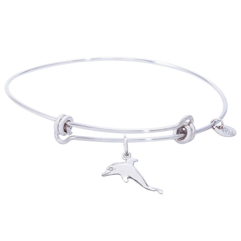 Sterling Silver Balanced Bangle Bracelet With Dolphin Charm