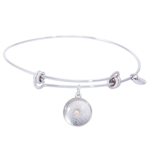 Sterling Silver Balanced Bangle Bracelet With Mustard Seed Charm