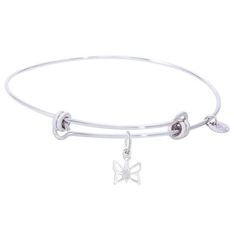 Sterling Silver Balanced Bangle Bracelet With Butterfly Charm
