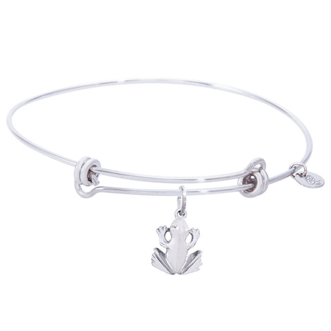 Sterling Silver Balanced Bangle Bracelet With Frog Charm