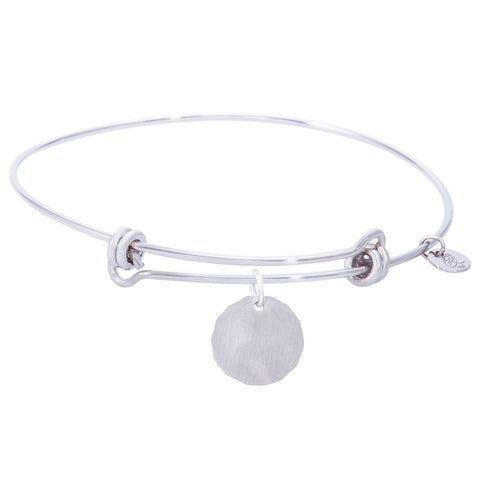 Sterling Silver Balanced Bangle Bracelet With Plain Charm Tag Charm