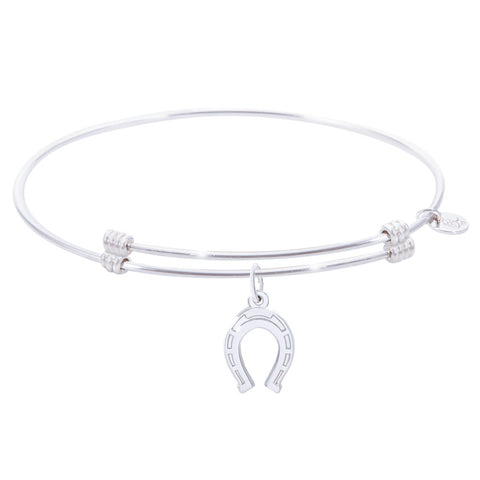 Sterling Silver Alluring Bangle Bracelet With Horseshoe Charm