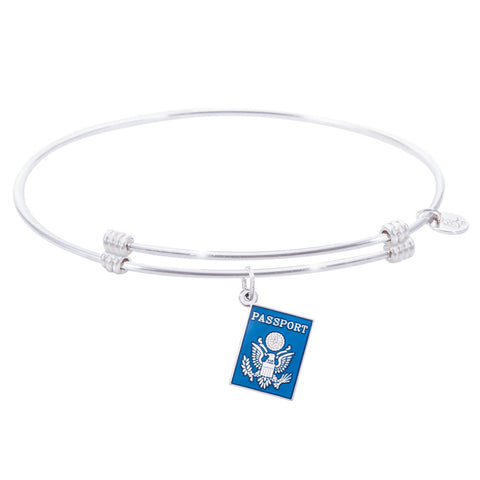 Sterling Silver Alluring Bangle Bracelet With Passport Charm
