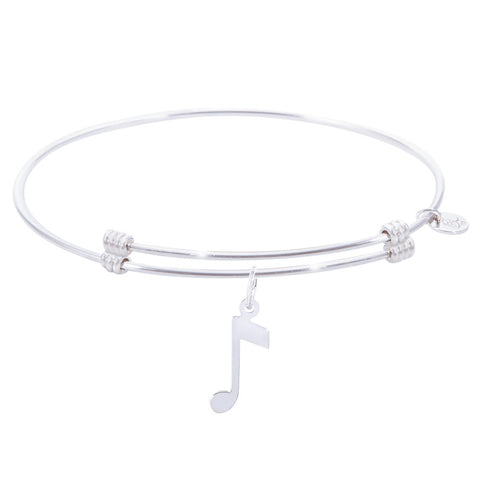 Sterling Silver Alluring Bangle Bracelet With Music Note Charm