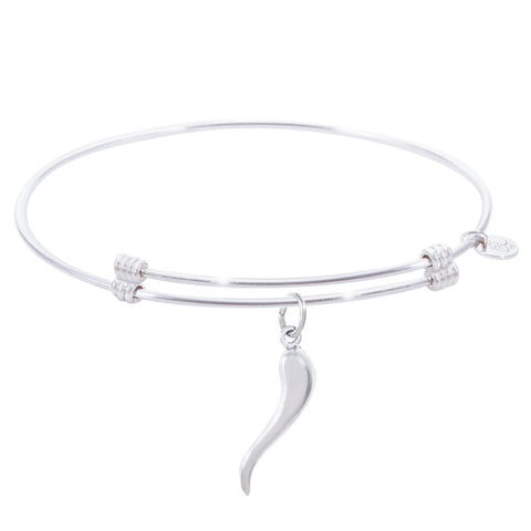 Sterling Silver Alluring Bangle Bracelet With Italian Horn Charm