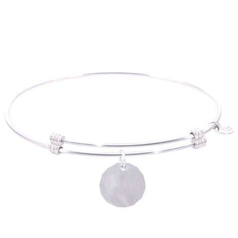 Sterling Silver Alluring Bangle Bracelet With Plain Charm Tag Charm