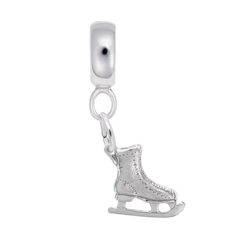 Ice Skate Charm Dangle Bead In Sterling Silver