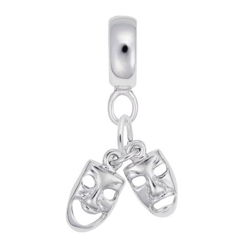 Comedy/Tragedy Charm Dangle Bead In Sterling Silver