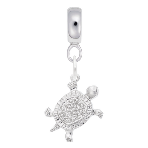 Turtle Charm Dangle Bead In Sterling Silver