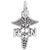 Rn Caduceus Charm In 14K White Gold