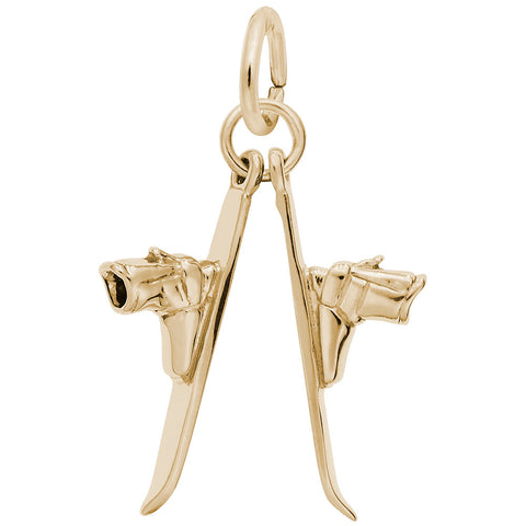 Skis Charm in Yellow Gold Plated