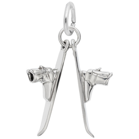 Skis Charm In 14K White Gold