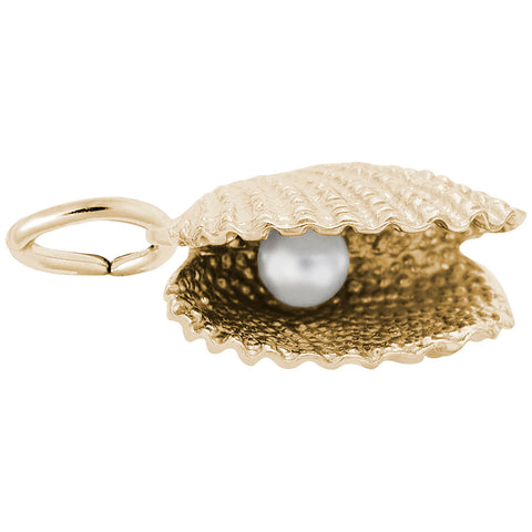 Shell With Pearl Charm in Yellow Gold Plated