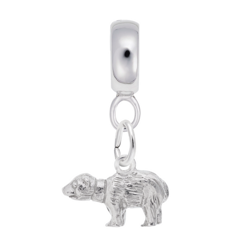 Bear Charm Dangle Bead In Sterling Silver