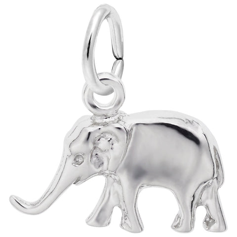 Elephant Charm In 14K White Gold