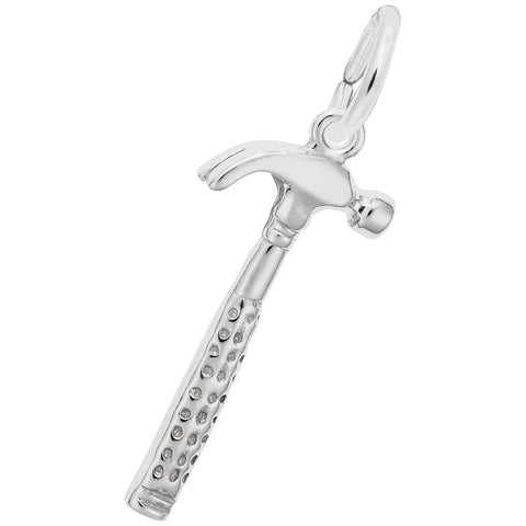 Hammer Charm In 14K White Gold