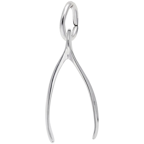 Wishbone Charm In 14K White Gold