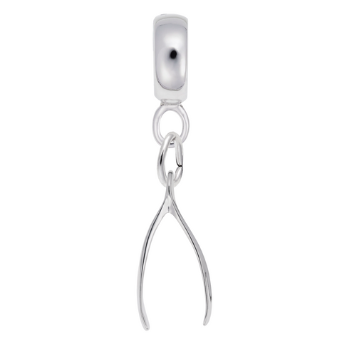 Wishbone Charm Dangle Bead In Sterling Silver