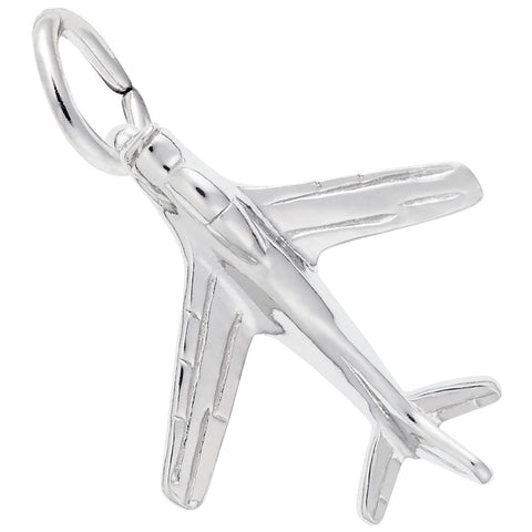 Airplane Charm In 14K White Gold