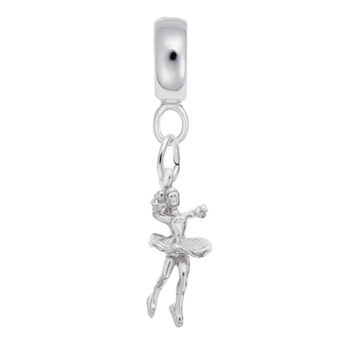Ice Skater Charm Dangle Bead In Sterling Silver