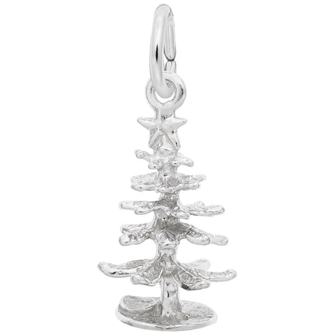 Christmas Tree Charm In 14K White Gold