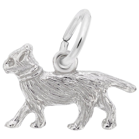 Cat Charm In 14K White Gold